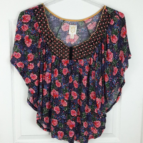 Anthropologie Ric Rac Dolman Floral Top - Picture 2 of 6